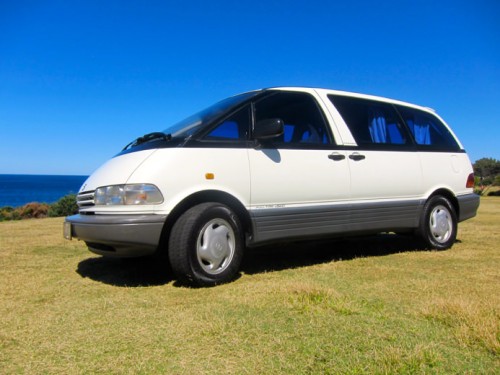 Toyota automatic campervan for sale - side view of the 2 person automatic campervan at the beach