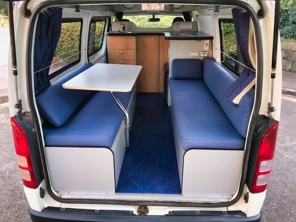 Toyota Hiace Campervan for sale in Sydney - view of the comfortable lounge area at the back of the campervan